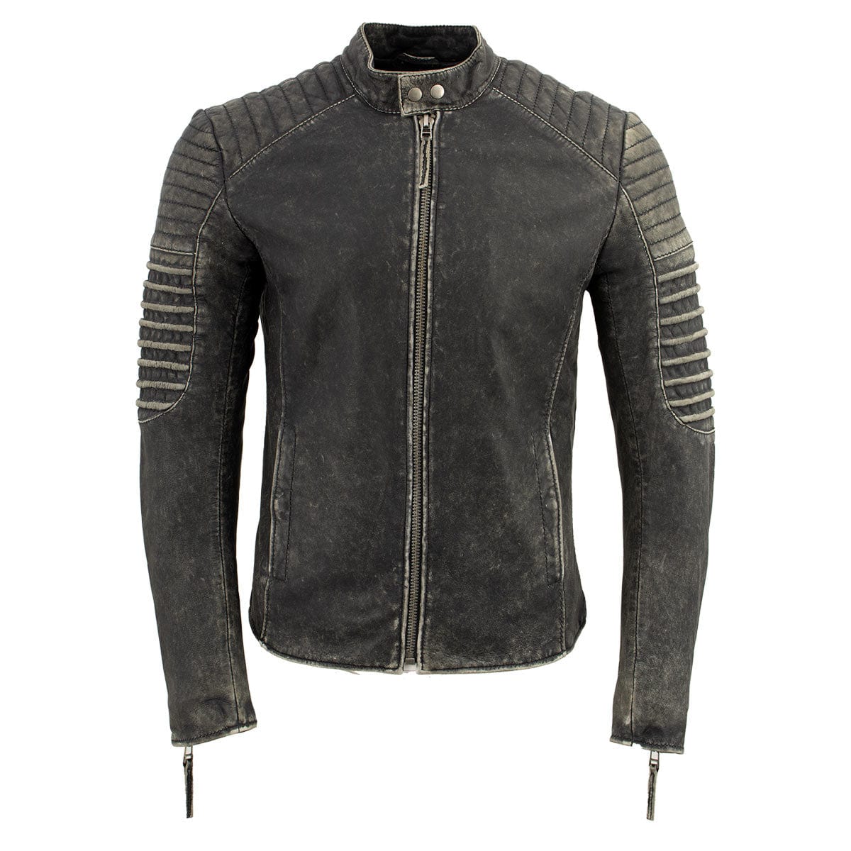 Men's Brown Distressed Leather Café Racer Jacket